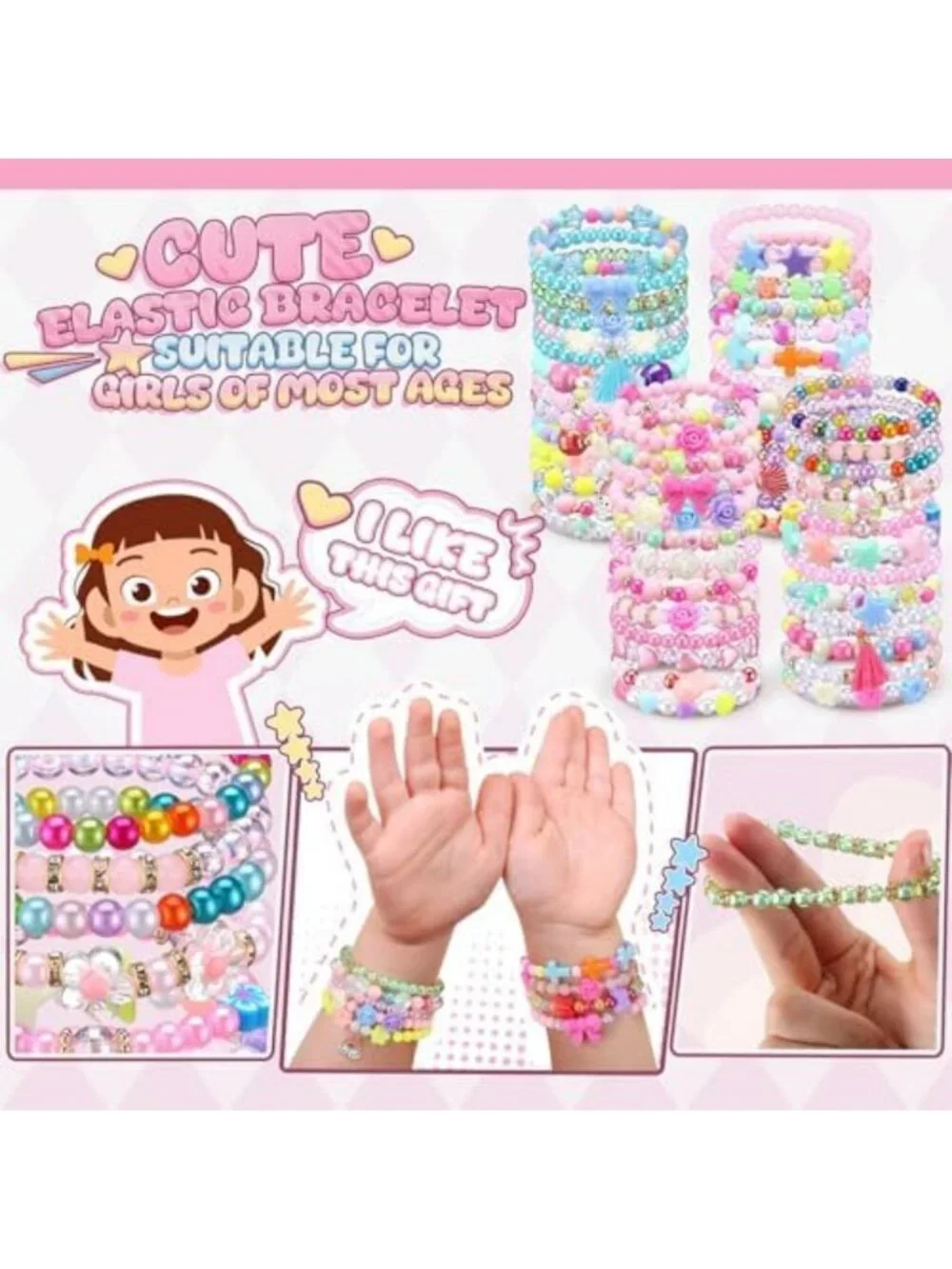 Colorful Beaded Bracelets for Girls - 100 Pcs Kids Friendship Jewelry Set